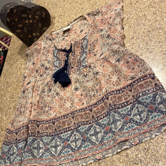 Knox Rose Tops - Knox Rose Pink or Peach Lightweight Top Blouse With Tassels Small